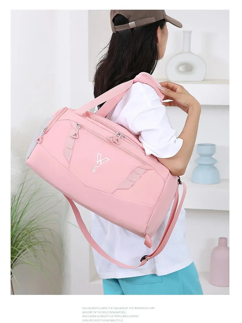 Women’s Waterproof Gym Bag – Sports Duffel with Wet/Dry Compartment, Shoe Pocket & Shoulder Strap for Fitness, Swimming, and Travel