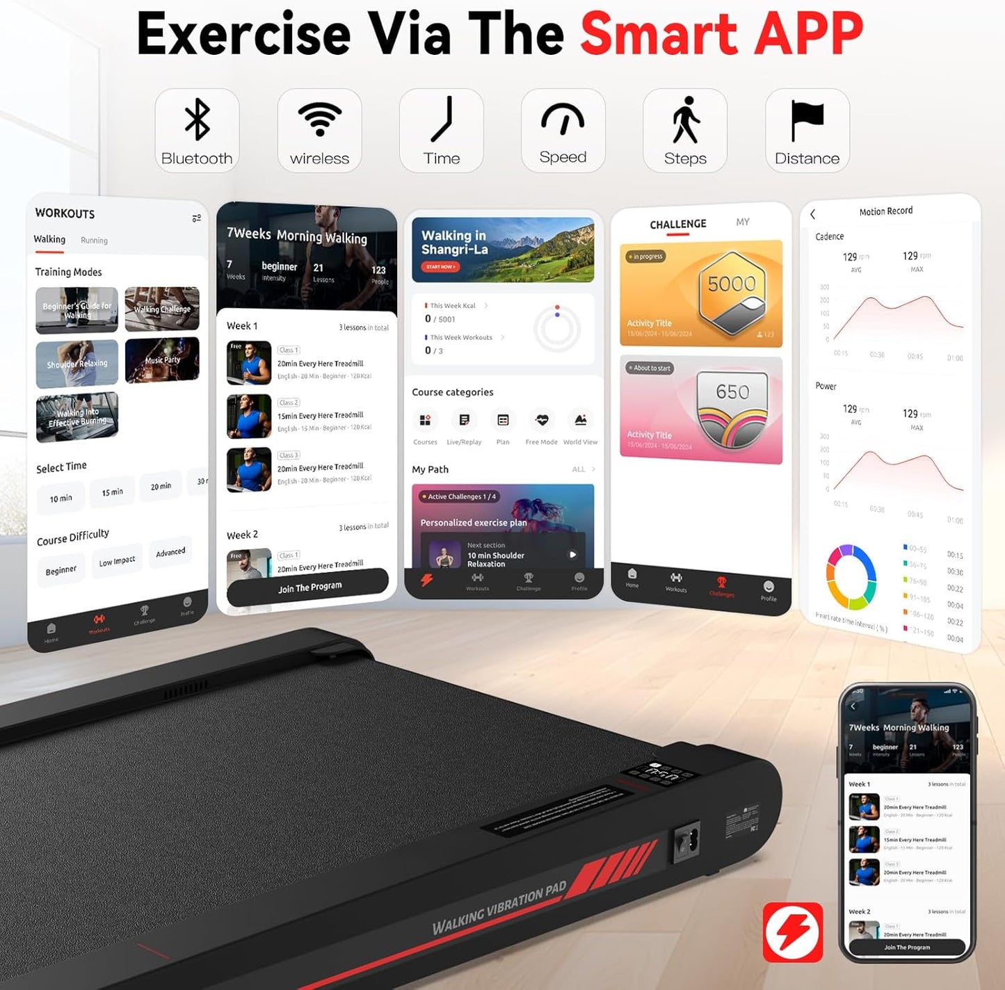 3-in-1 Under Desk Walking Treadmill – Portable Walking Pad with APP & Remote for Home and Office