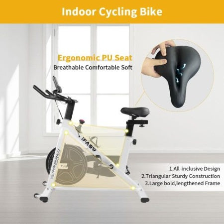 Indoor Stationary Spin Bike – Home Exercise Bike with LCD Monitor & Comfortable Seat for Cardio & Fitness Training