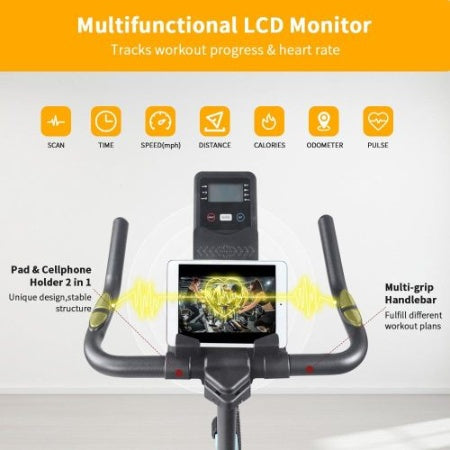 Indoor Stationary Spin Bike – Home Exercise Bike with LCD Monitor & Comfortable Seat for Cardio & Fitness Training