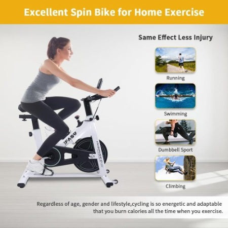 Indoor Stationary Spin Bike – Home Exercise Bike with LCD Monitor & Comfortable Seat for Cardio & Fitness Training