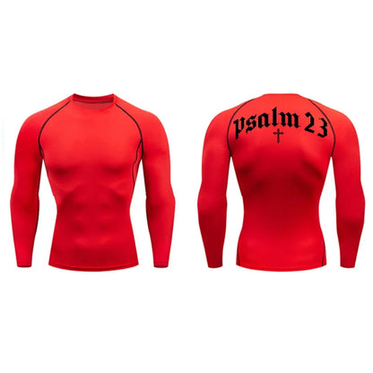 Psalm 23 Cross Print Men’s Gym & Fitness Compression Tee – Quick-Dry Short Sleeve (S-3XL)