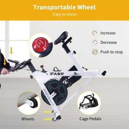 Indoor Stationary Spin Bike – Home Exercise Bike with LCD Monitor & Comfortable Seat for Cardio & Fitness Training