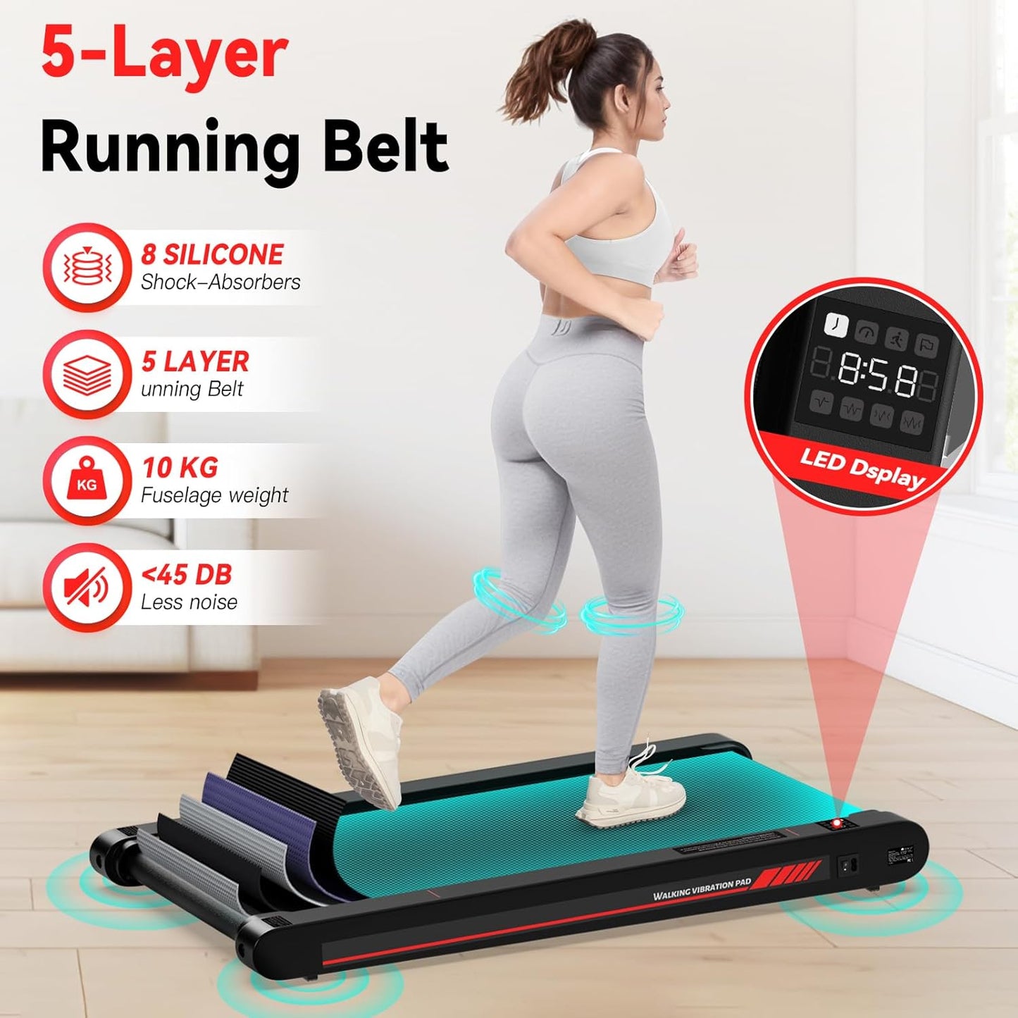 3-in-1 Under Desk Walking Treadmill – Portable Walking Pad with APP & Remote for Home and Office