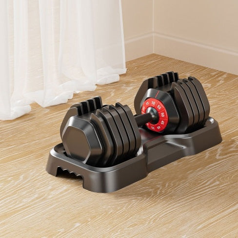 Adjustable Dumbbell Set – 10-in-1 Black Dumbbells, 55 lb, Fast Gear Adjustment for Full-Body Home Workouts