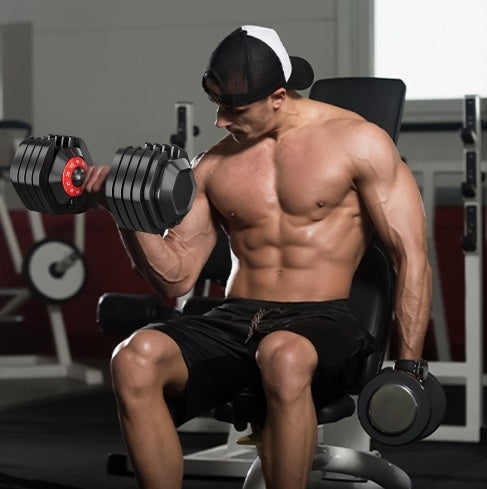 Adjustable Dumbbell Set – 10-in-1 Black Dumbbells, 55 lb, Fast Gear Adjustment for Full-Body Home Workouts