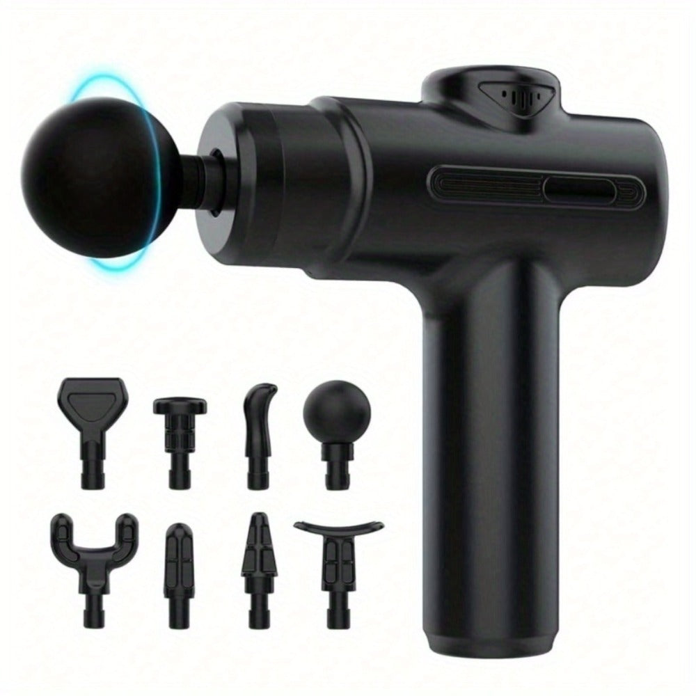 Deep Tissue Massage Gun – Handheld Percussion Massager with 8 Heads for Muscle Recovery & Pain Relief