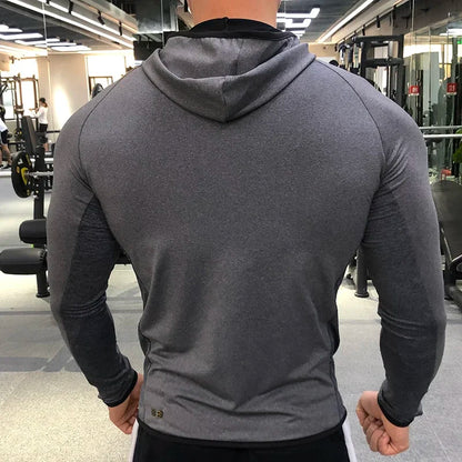 New Winter Autumn Hoodies Sport Shirt Men Hat Zipper Running Jackets Fitness Gym Sports Clothing Sport Top Men'S Sportswear 2022