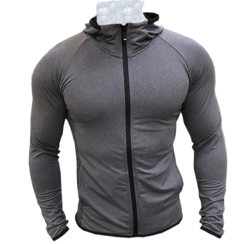 New Winter Autumn Hoodies Sport Shirt Men Hat Zipper Running Jackets Fitness Gym Sports Clothing Sport Top Men'S Sportswear 2022