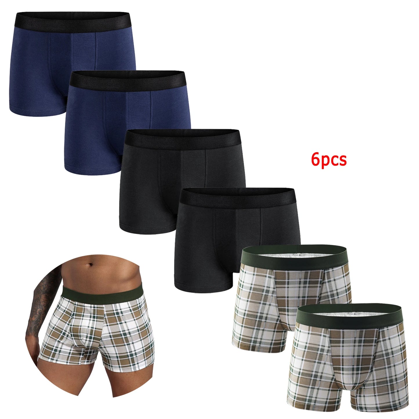 Men’s 6-Piece Cotton Boxer & Underwear Set – Premium Shorts for Home