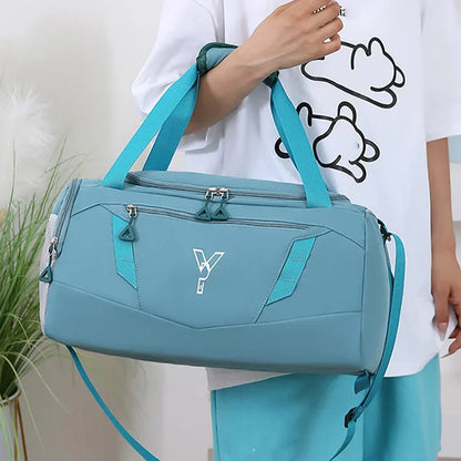 Women’s Waterproof Gym Bag – Sports Duffel with Wet/Dry Compartment, Shoe Pocket & Shoulder Strap for Fitness, Swimming, and Travel