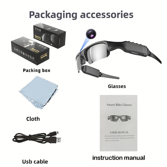 Smart HD 1080P Glasses Camera – Polarized Sports Cam for Outdoor Adventure, Biking & Safety