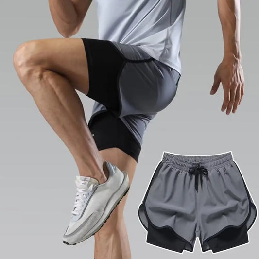 Men’s Double-Layer Fitness Shorts – 2-in-1 Quick-Dry Training & Jogging Pants