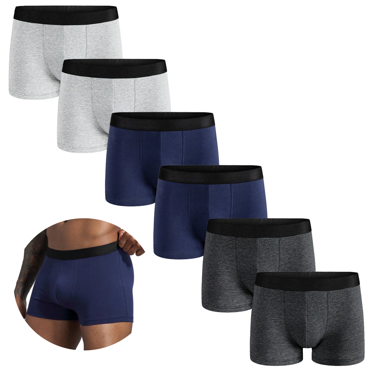 Men’s 6-Piece Cotton Boxer & Underwear Set – Premium Shorts for Home