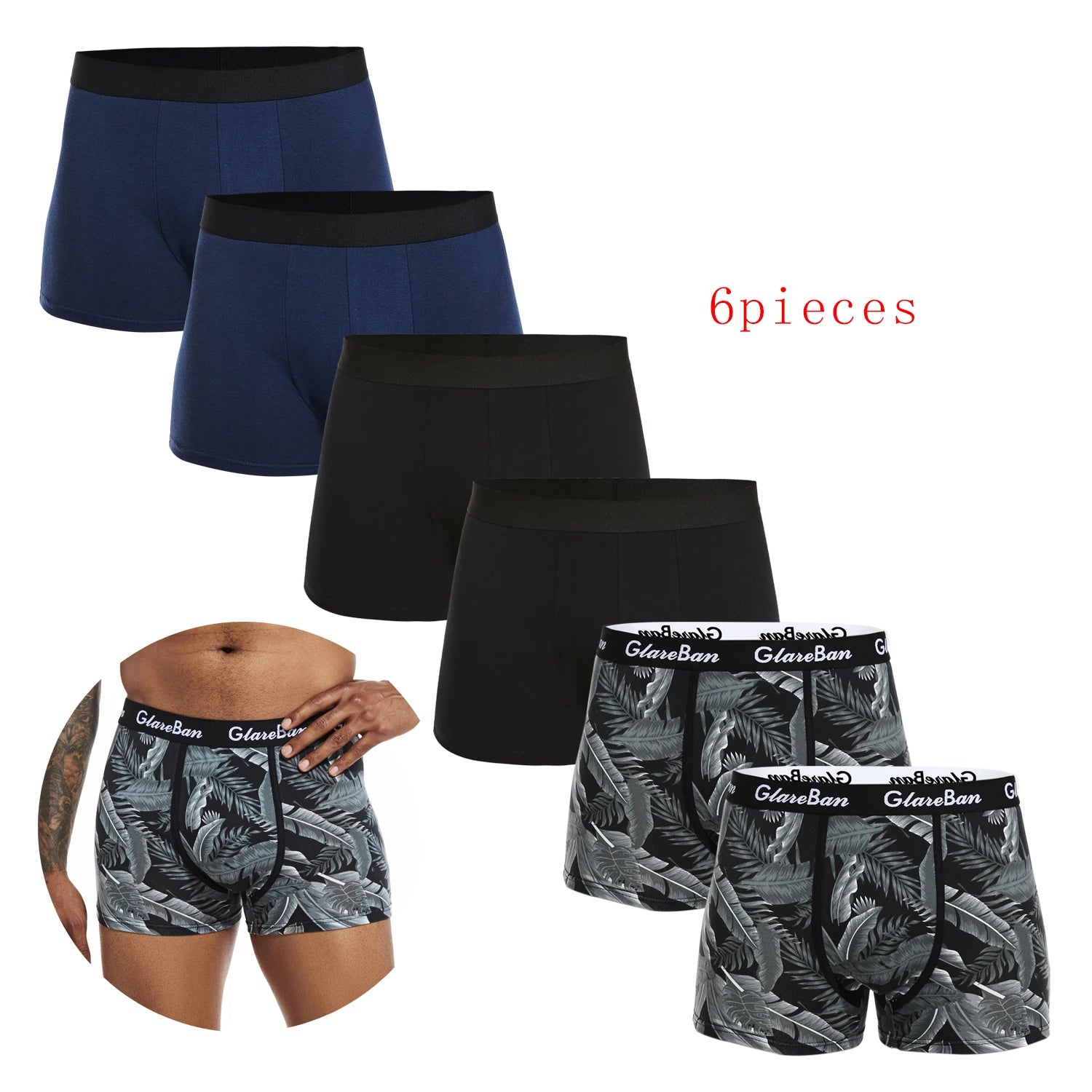 Men’s 6-Piece Cotton Boxer & Underwear Set – Premium Shorts for Home