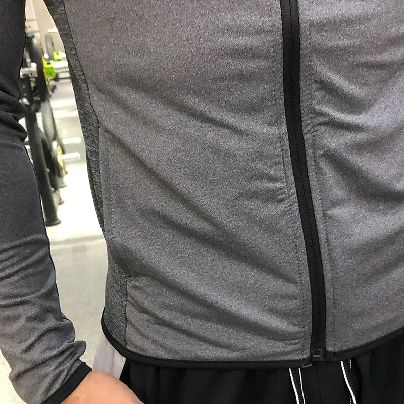 New Winter Autumn Hoodies Sport Shirt Men Hat Zipper Running Jackets Fitness Gym Sports Clothing Sport Top Men'S Sportswear 2022