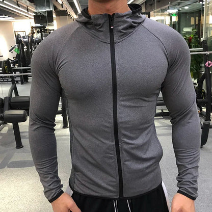 New Winter Autumn Hoodies Sport Shirt Men Hat Zipper Running Jackets Fitness Gym Sports Clothing Sport Top Men'S Sportswear 2022
