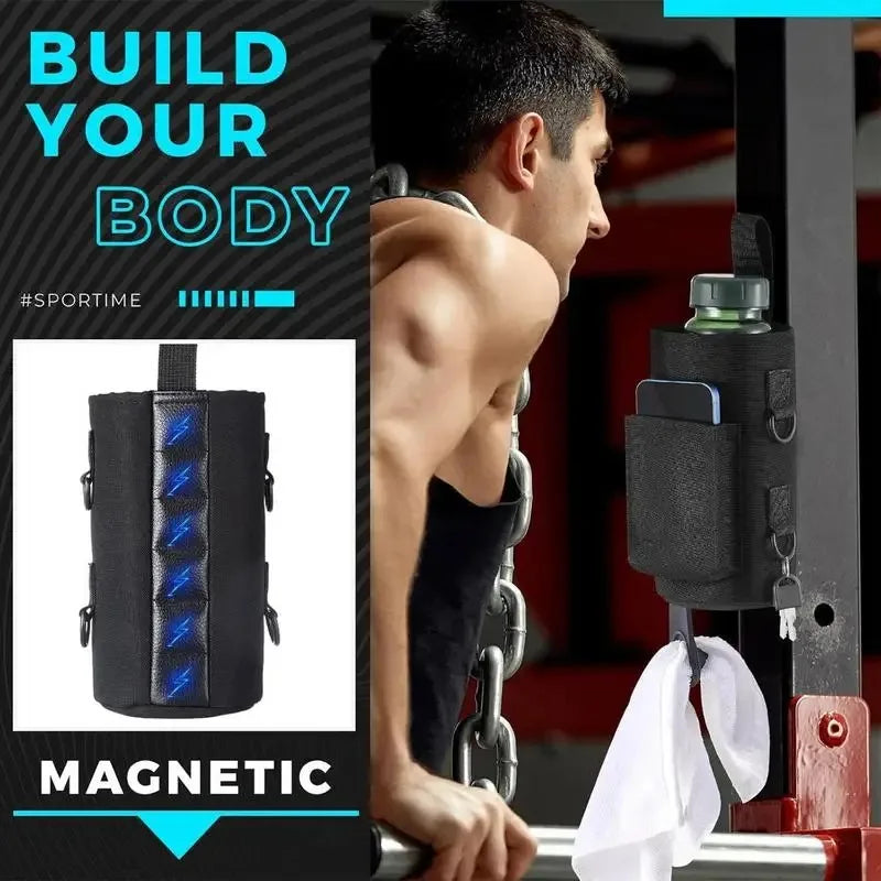 Magnetic Sling Bag for Gym Water Bottles - Non-Slip Portable Carrier for Fitness Accessories
