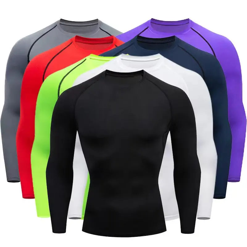 Men’s Long Sleeve Compression Top – Sports Base Layer for Basketball, Gym, Jogging & Fitness