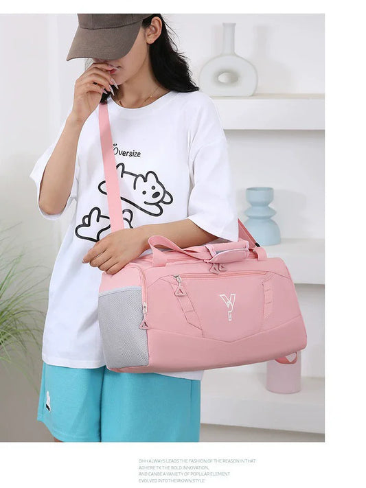 Women’s Waterproof Gym Bag – Sports Duffel with Wet/Dry Compartment, Shoe Pocket & Shoulder Strap for Fitness, Swimming, and Travel
