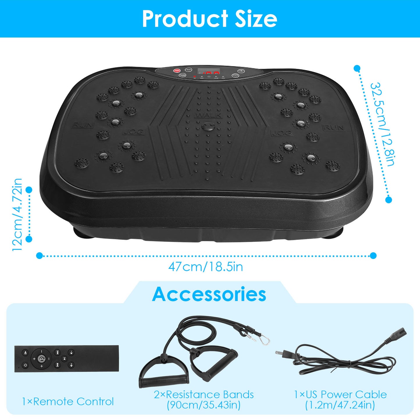 Vibration Plate Exercise Machine – Whole Body Fitness Platform with 120 Speeds, Timer, Resistance Bands & Remote Control (Max 330 lbs)
