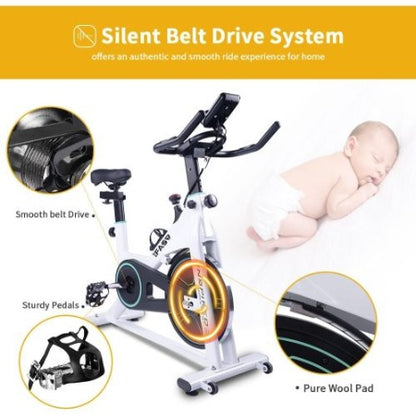 Indoor Stationary Spin Bike – Home Exercise Bike with LCD Monitor & Comfortable Seat for Cardio & Fitness Training