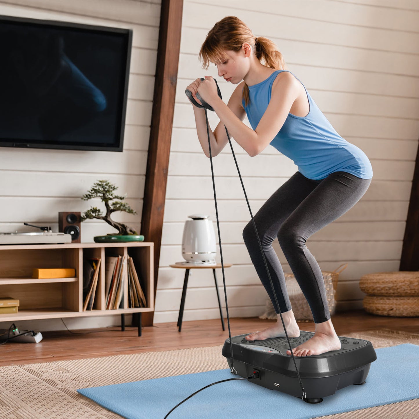 Vibration Plate Exercise Machine – Whole Body Fitness Platform with 120 Speeds, Timer, Resistance Bands & Remote Control (Max 330 lbs)
