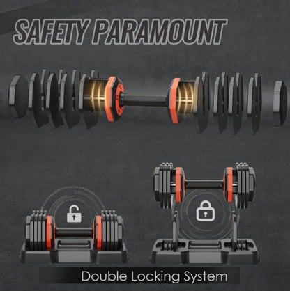 Adjustable Dumbbell Set – 10-in-1 Black Dumbbells, 55 lb, Fast Gear Adjustment for Full-Body Home Workouts