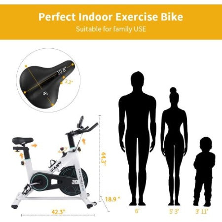 Indoor Stationary Spin Bike – Home Exercise Bike with LCD Monitor & Comfortable Seat for Cardio & Fitness Training